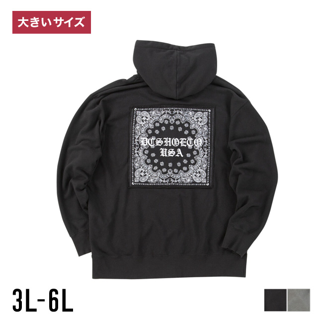 大きいサイズ 長袖 メンズ パーカー DCSHOES(ディーシーシューズ) 26HIDDEN BANDANA フルジップ フード サイドポケット リブ(袖口・裾) 刺繍 裏毛 カジュアル | 