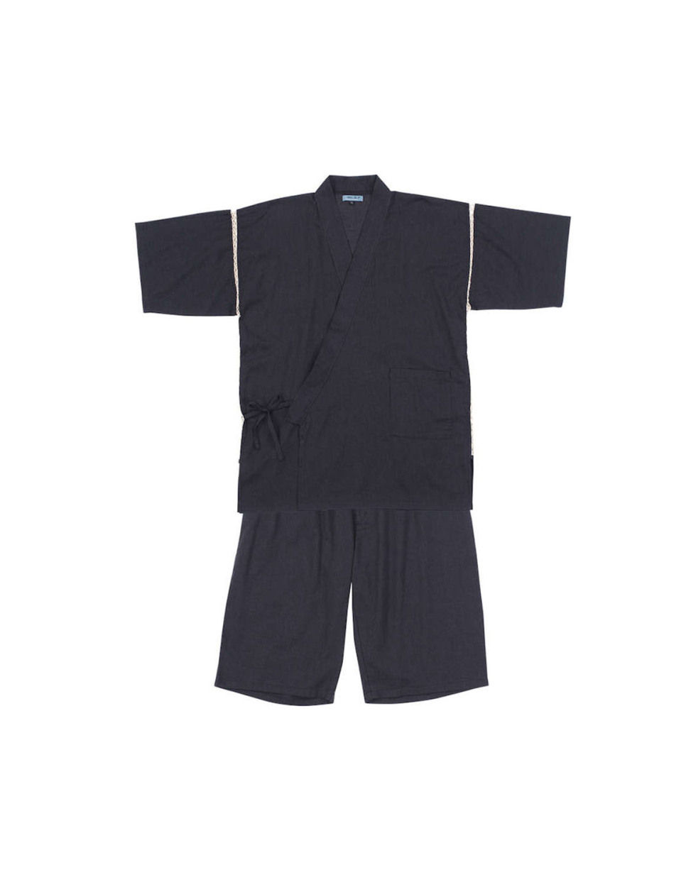 大きいサイズ 甚平 メンズ   しじら織 上下セット 3L 4L 5L 6L 7L  カジュアル 黒 春 夏 |  | 01