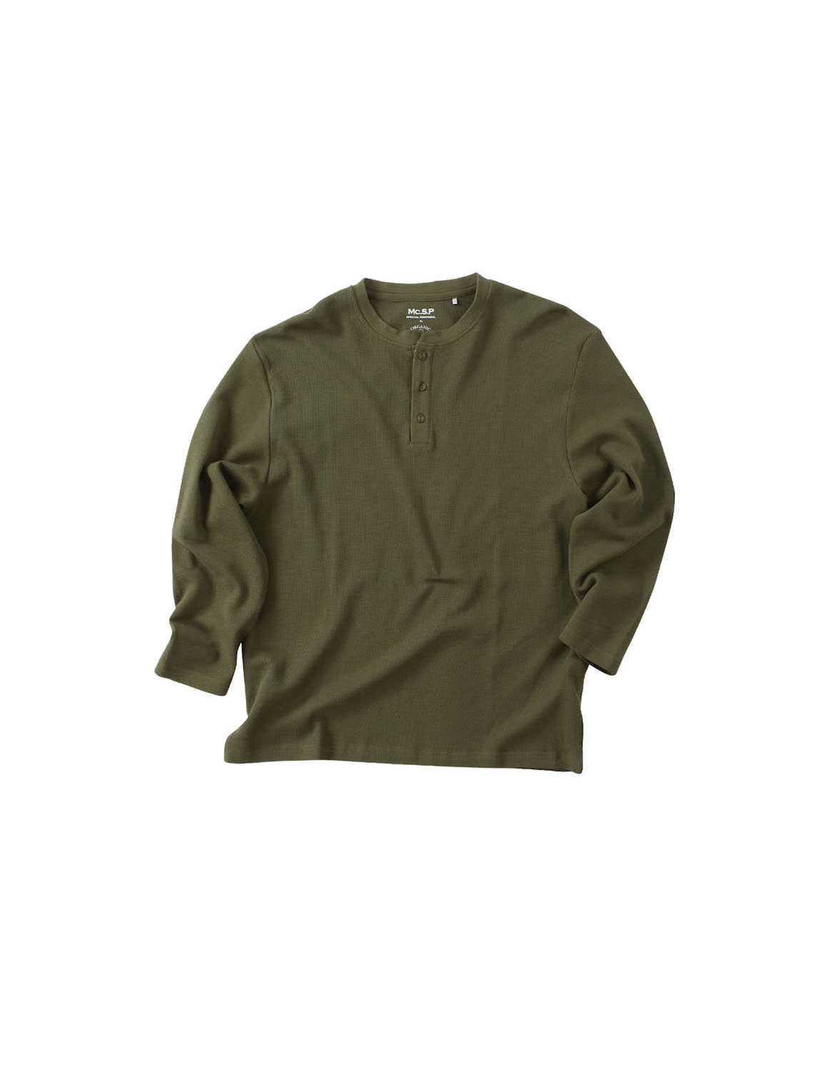 大きいサイズ 長袖 tシャツ ロンt カットソー メンズ オーガニック コットン100% ヘンリーネック ワッフル 3L 4L 5L 6L 7L 8L グレー ネイビー 緑 春 夏 秋 冬 |  | 01