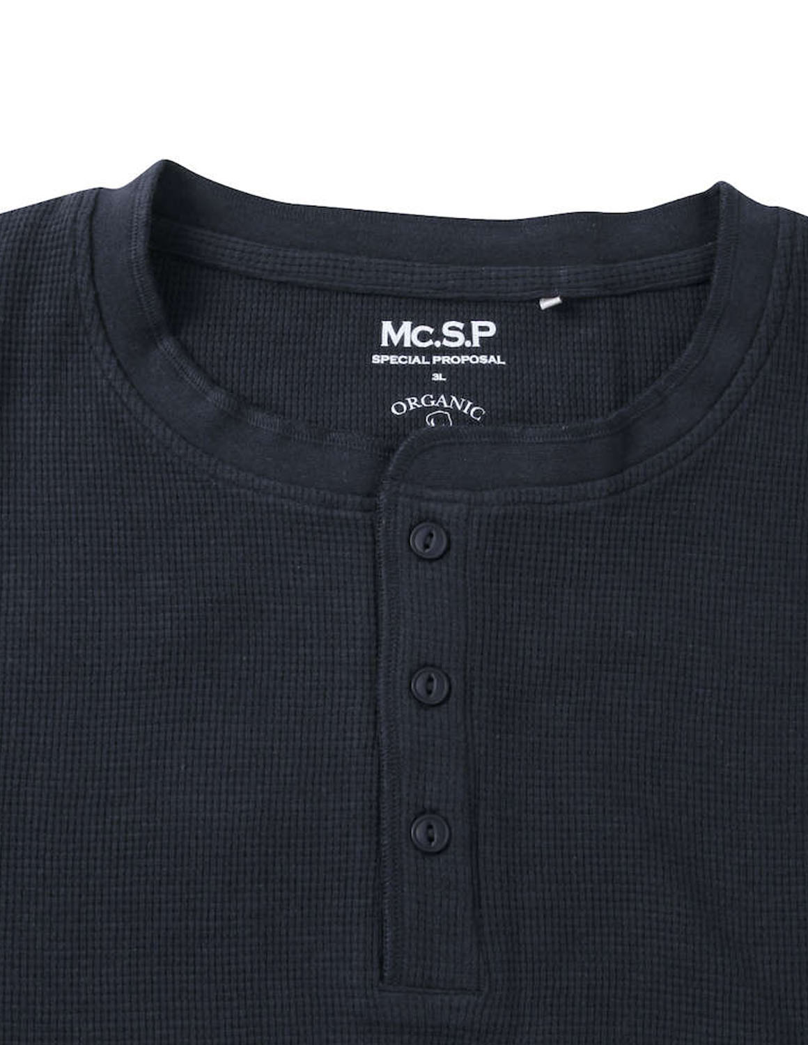 大きいサイズ 長袖 tシャツ ロンt カットソー メンズ オーガニック コットン100% ヘンリーネック ワッフル 3L 4L 5L 6L 7L 8L グレー ネイビー 緑 春 夏 秋 冬 |  | 04