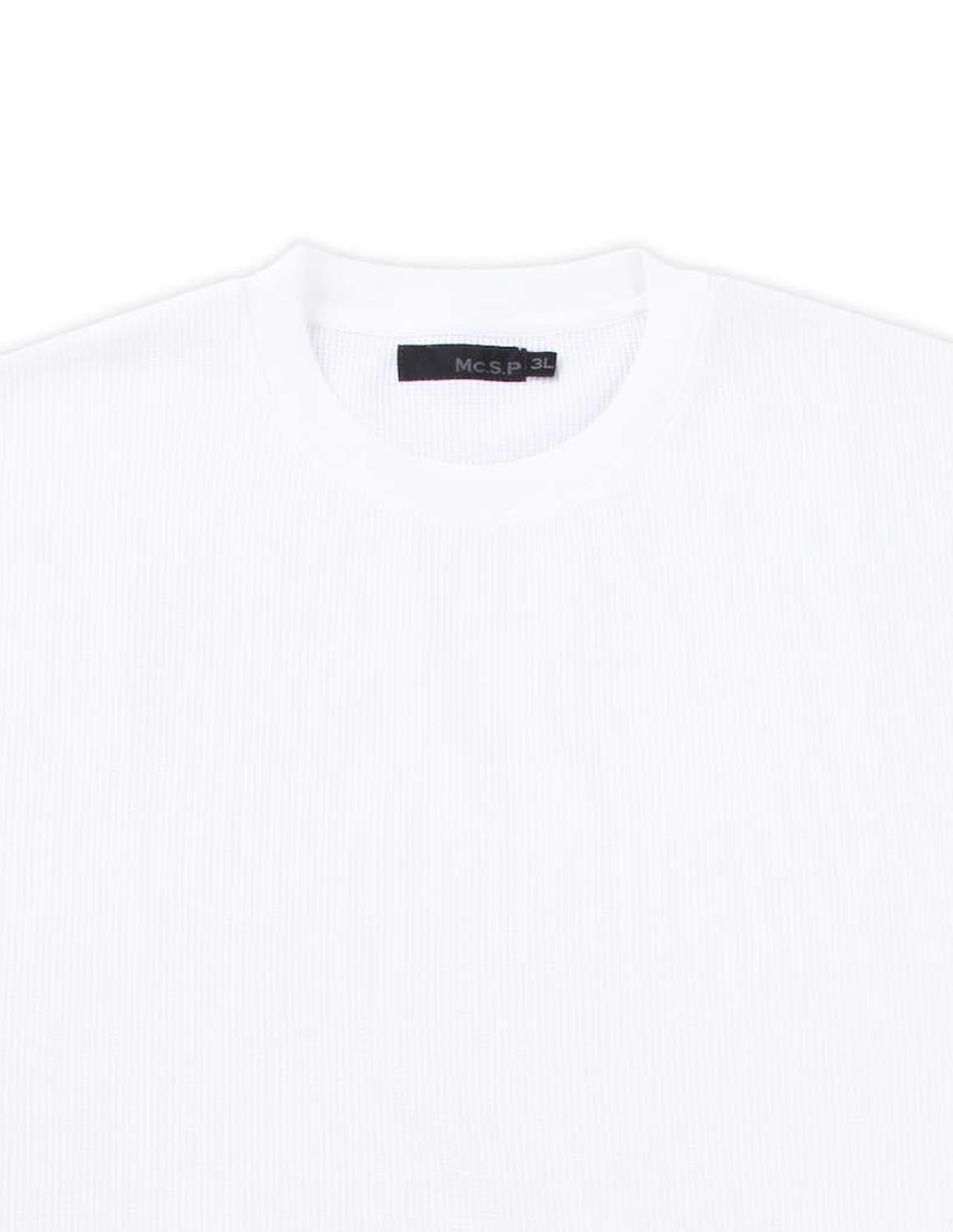 大きいサイズ 長袖Tシャツ メンズ クルーネック  ワッフル生地 デオドランテープ 消臭 抗菌 袖口リブ 3L 4L 5L 6L 7L 8L カジュアル 白 灰色 黒 春 秋 冬 |  | 04