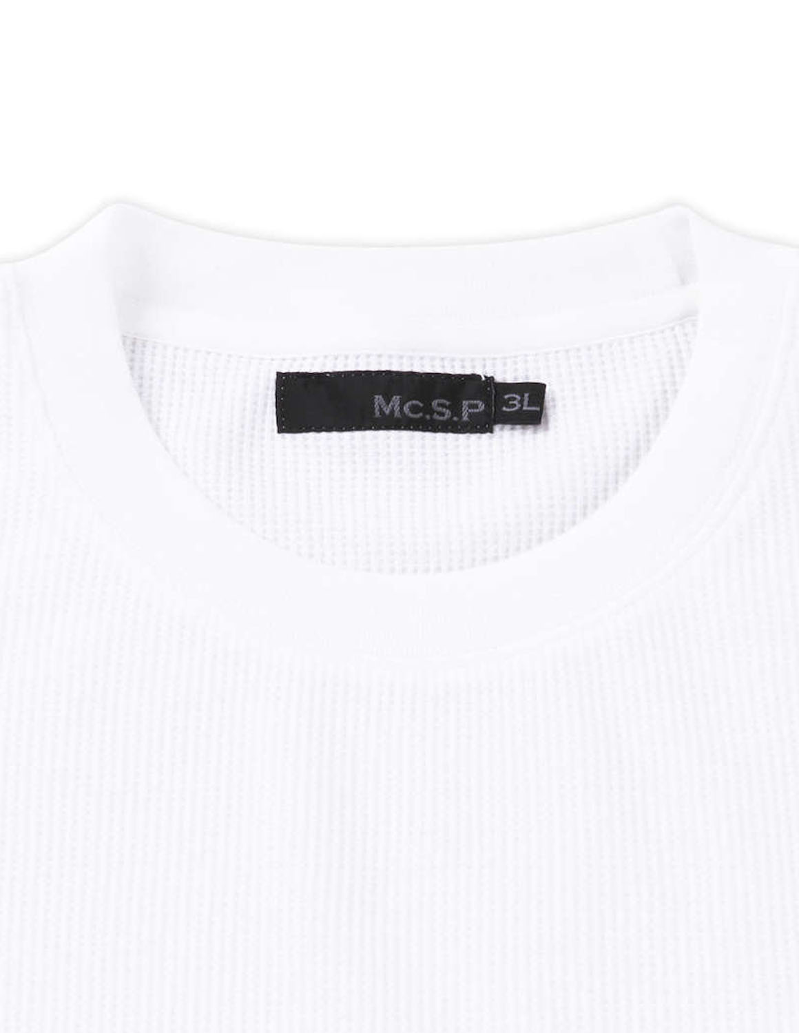 大きいサイズ 長袖Tシャツ メンズ クルーネック  ワッフル生地 デオドランテープ 消臭 抗菌 袖口リブ 3L 4L 5L 6L 7L 8L カジュアル 白 灰色 黒 春 秋 冬 |  | 05