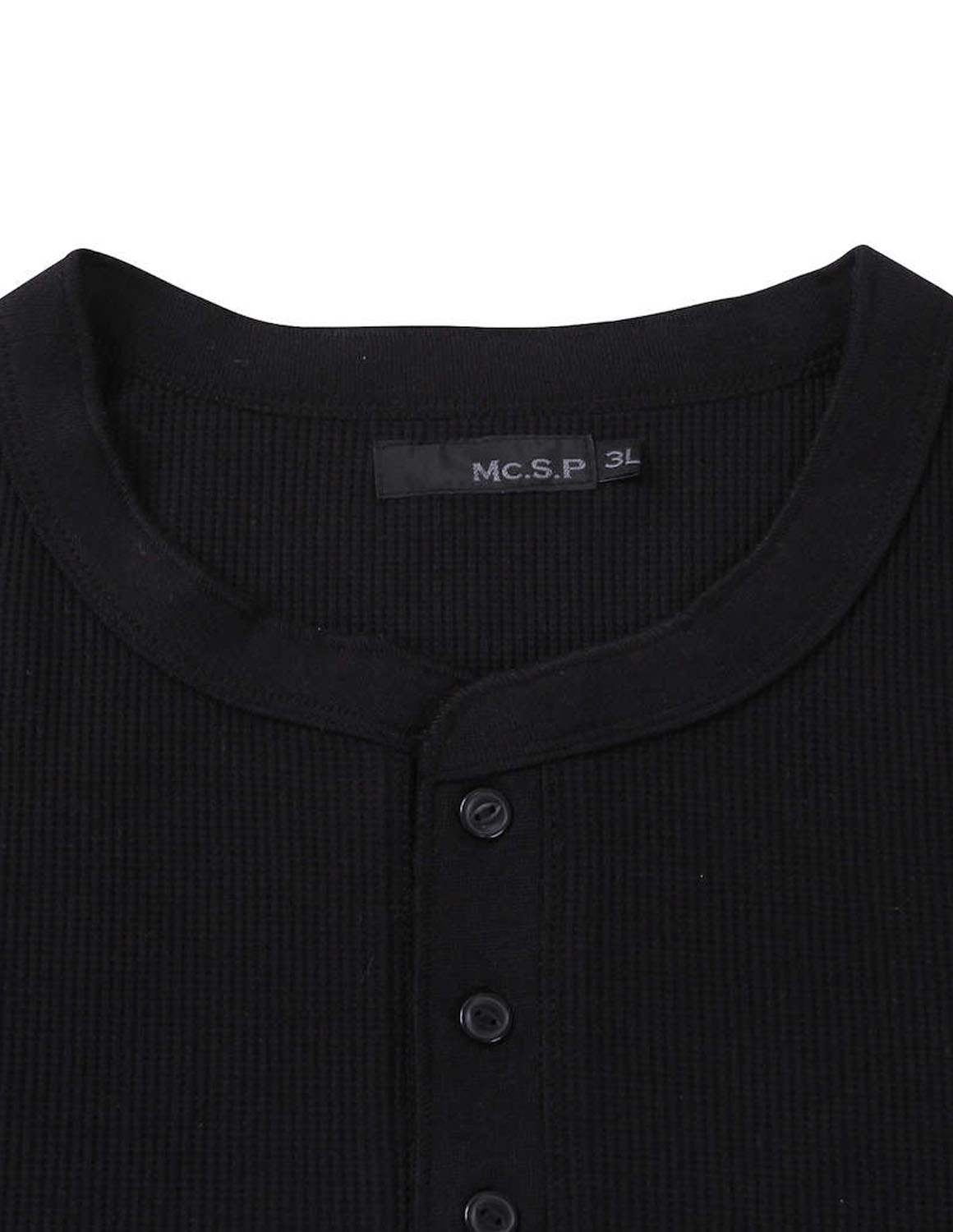 大きいサイズ 長袖Tシャツ メンズ ヘンリーネック  ワッフル生地 デオドランテープ 消臭 抗菌 袖口リブ 3L 4L 5L 6L 7L 8L カジュアル 白 灰色 黒 春 秋 冬 |  | 04