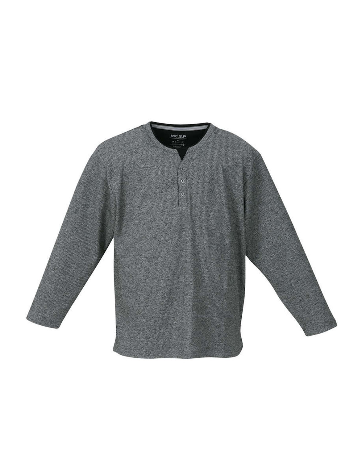 大きいサイズ 長袖Tシャツ カットソー メンズ Yヘンリー  裏起毛 フェイクレイヤード 3L 4L 5L 6L 7L 8L カジュアル 灰色 紺 春 秋 冬 |  | 02