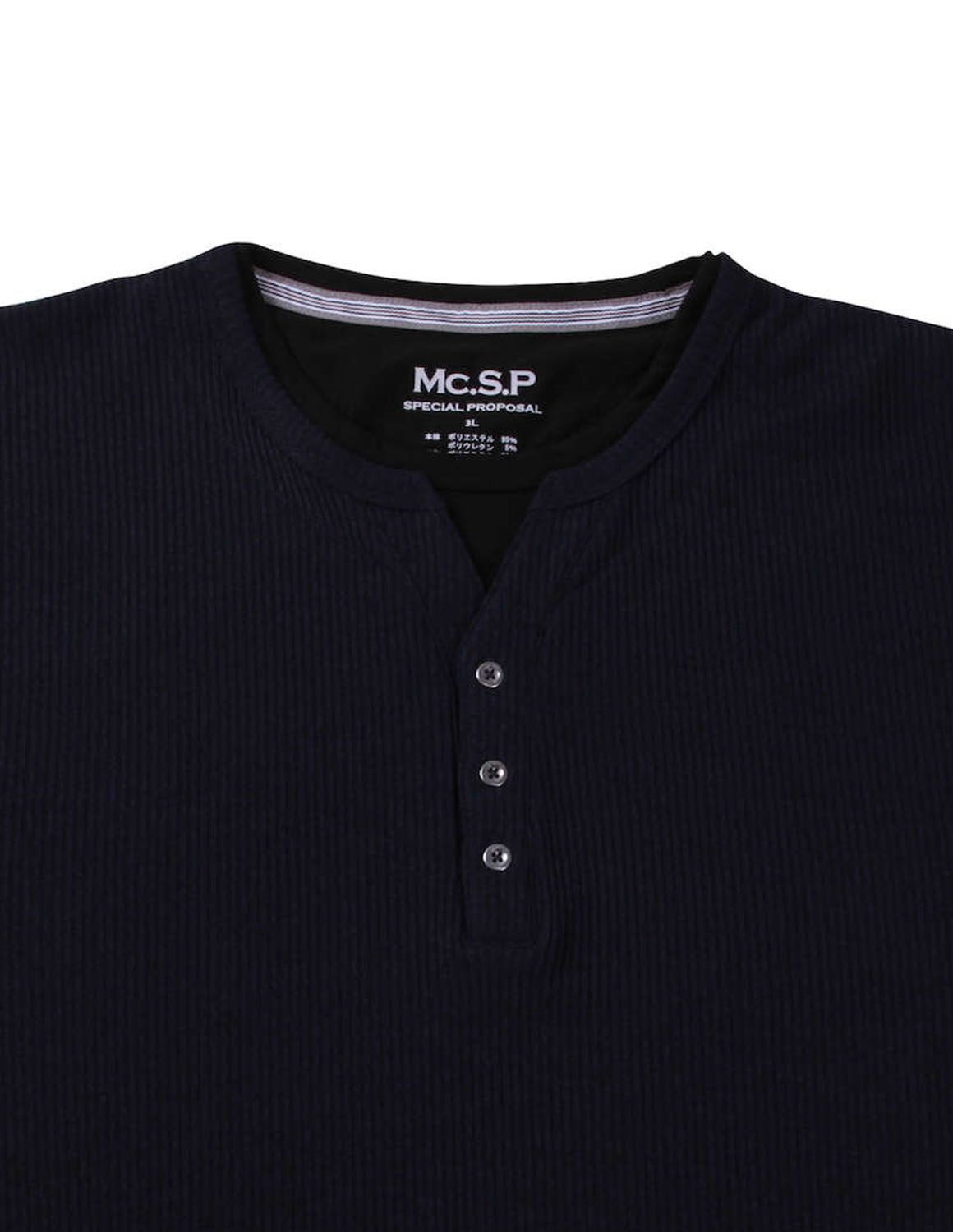 大きいサイズ 長袖Tシャツ カットソー メンズ Yヘンリー  裏起毛 フェイクレイヤード 3L 4L 5L 6L 7L 8L カジュアル 灰色 紺 春 秋 冬 |  | 03