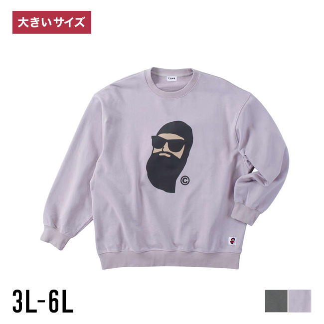 【大きいサイズメンズ】FUNformodemdesign(ファンフォーモデムデザイン)裏毛12ozfaceojisanクルーネックジャージスウェットトップス3L/4L/5L/6L/