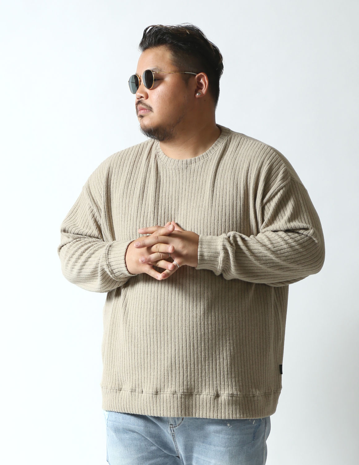 魅了グリズリー ニットソー風 ロンT 大きいサイズ メンズ ニット