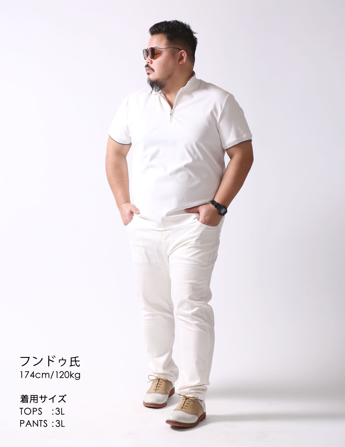 大きいサイズ ポロシャツ メンズ QZILLA ZIP POLO ハーフジップ ライン