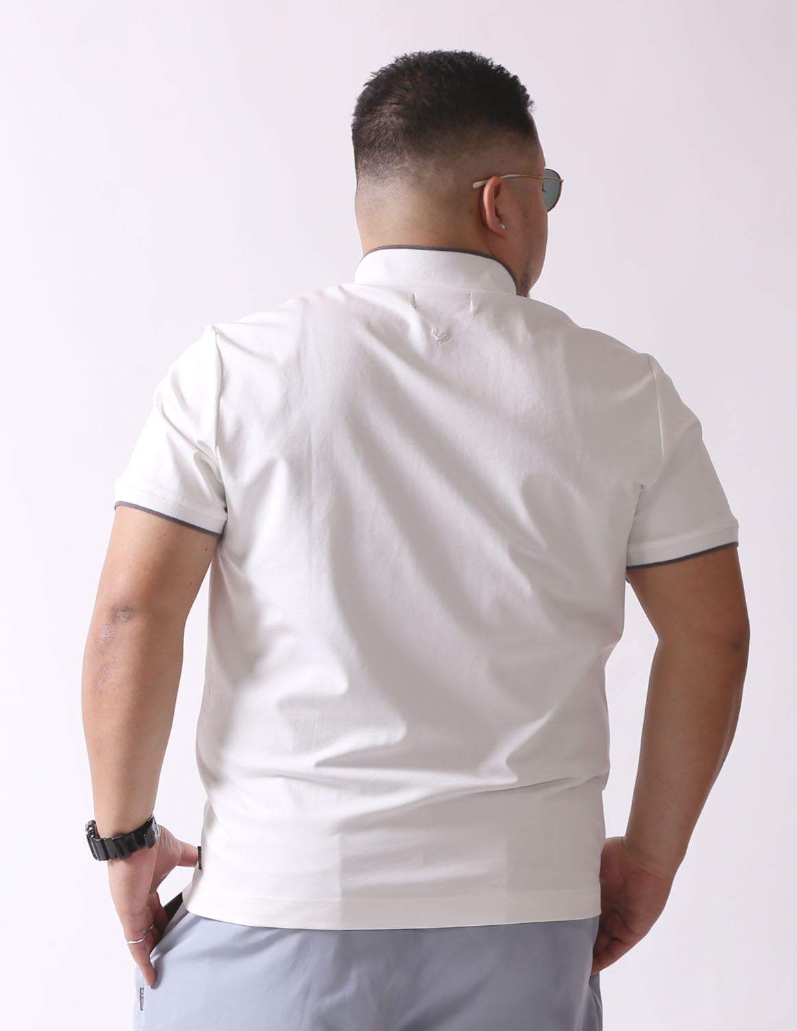 大きいサイズ ポロシャツ メンズ QZILLA ZIP POLO ハーフジップ ライン
