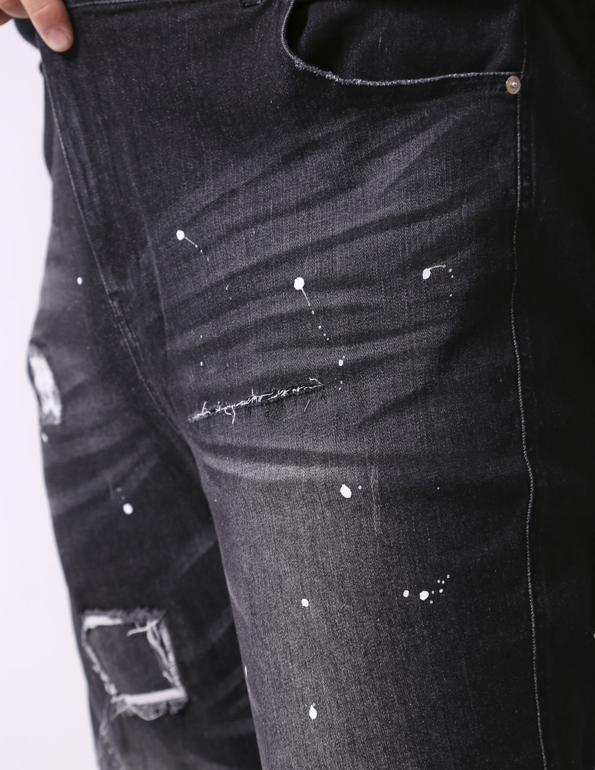 大きいサイズ メンズ スキニー デニム ストレッチ テーパード ダメージ ペンキ ヒゲ カジュアル QZILLA 感鯨デニム クラッシュ2.0 |  | 21