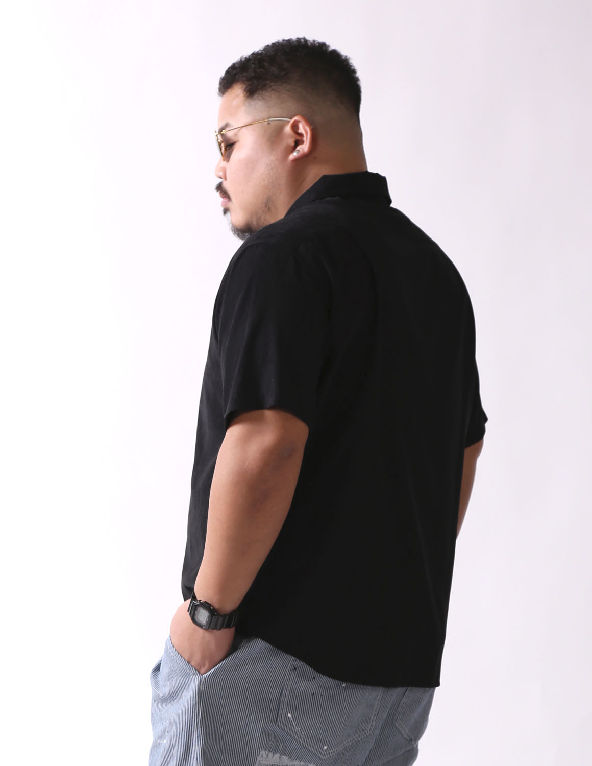 大きいサイズ 半袖シャツ オープンカラー メンズ QZILLA 白鯨 Peach