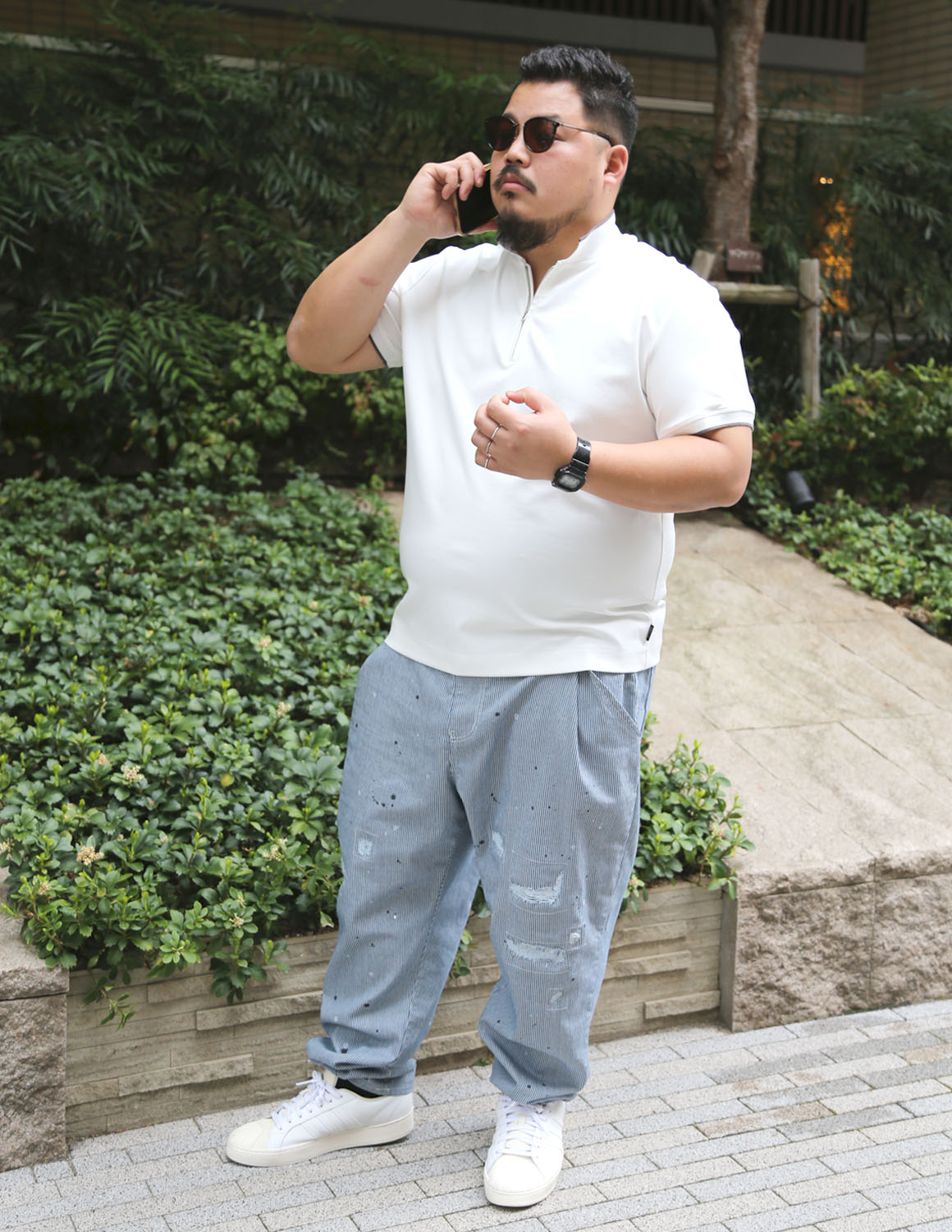 大きいサイズ ワイド テーパードパンツ メンズ QZILLA 感鯨 Hickory Splash! ダメージ ペンキ 加工 ストレッチ カジュアル 春 夏 秋 |  | 02