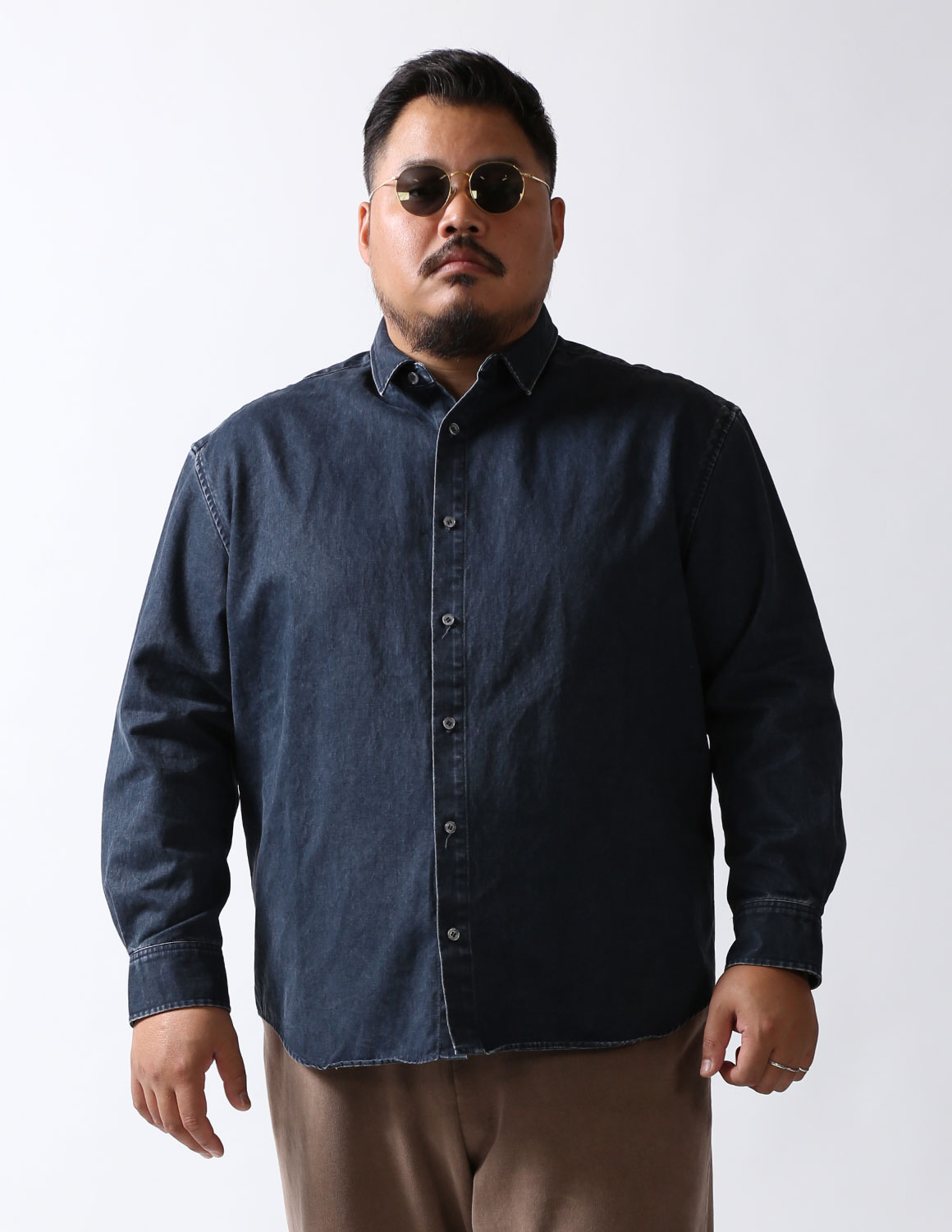 大きいサイズ 長袖シャツ カジュアルシャツ メンズ  QZILLA 白鯨 Mods ビンテージ風 2L 3L 4L 5L カジュアル 灰色 紺 春 秋 冬 2025AW |  | 02