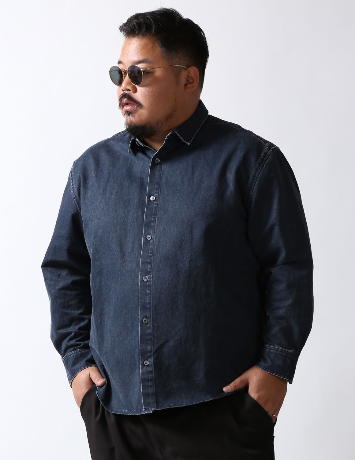 大きいサイズ 長袖シャツ カジュアルシャツ メンズ  QZILLA 白鯨 Mods ビンテージ風 2L 3L 4L 5L カジュアル 灰色 紺 春 秋 冬 2025AW |  | 16