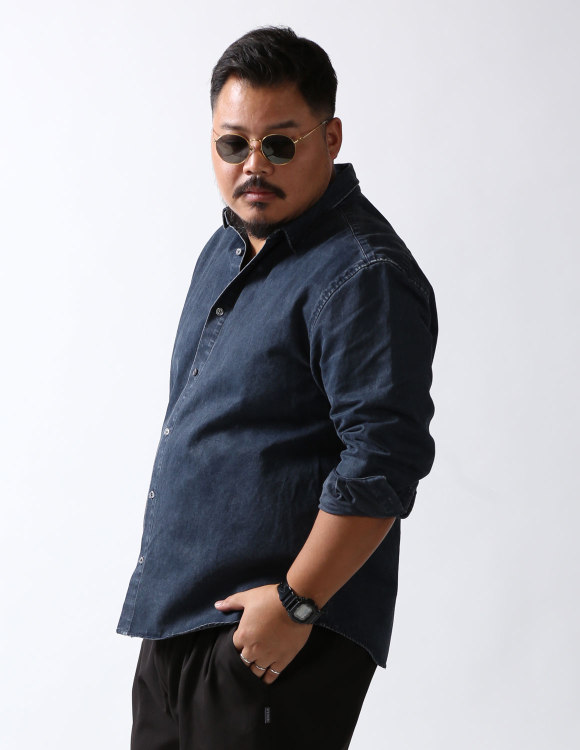 大きいサイズ 長袖シャツ カジュアルシャツ メンズ  QZILLA 白鯨 Mods ビンテージ風 2L 3L 4L 5L カジュアル 灰色 紺 春 秋 冬 2025AW |  | 17