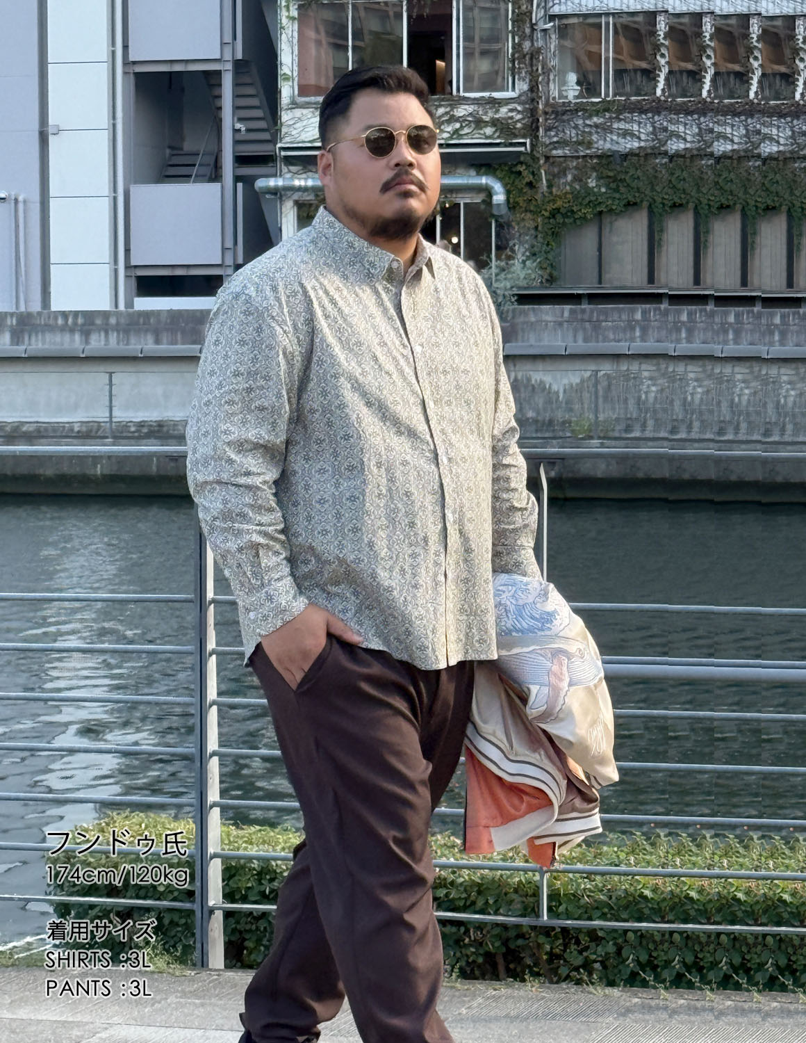 大きいサイズ 長袖シャツ カジュアルシャツ メンズ  QZILLA 白鯨 Retrogram 幾何学パターン 2L 3L 4L 5L カジュアル 春 秋 冬 2025AW |  | 04