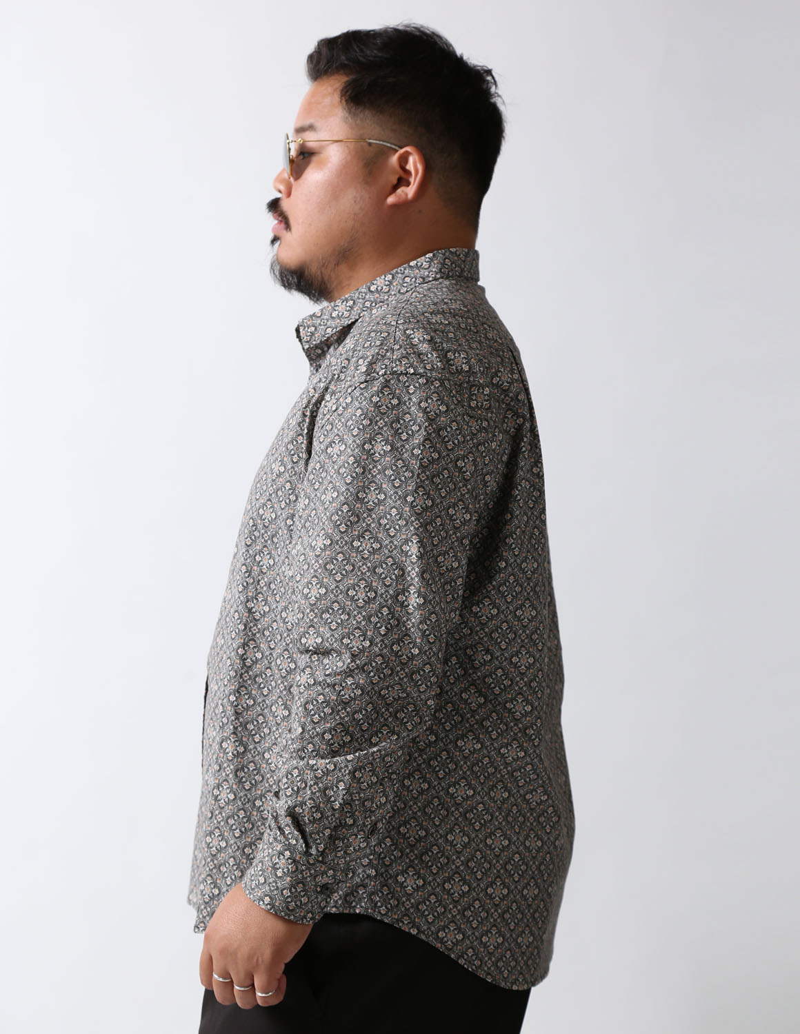 大きいサイズ 長袖シャツ カジュアルシャツ メンズ  QZILLA 白鯨 Retrogram 幾何学パターン 2L 3L 4L 5L カジュアル 春 秋 冬 2025AW |  | 16