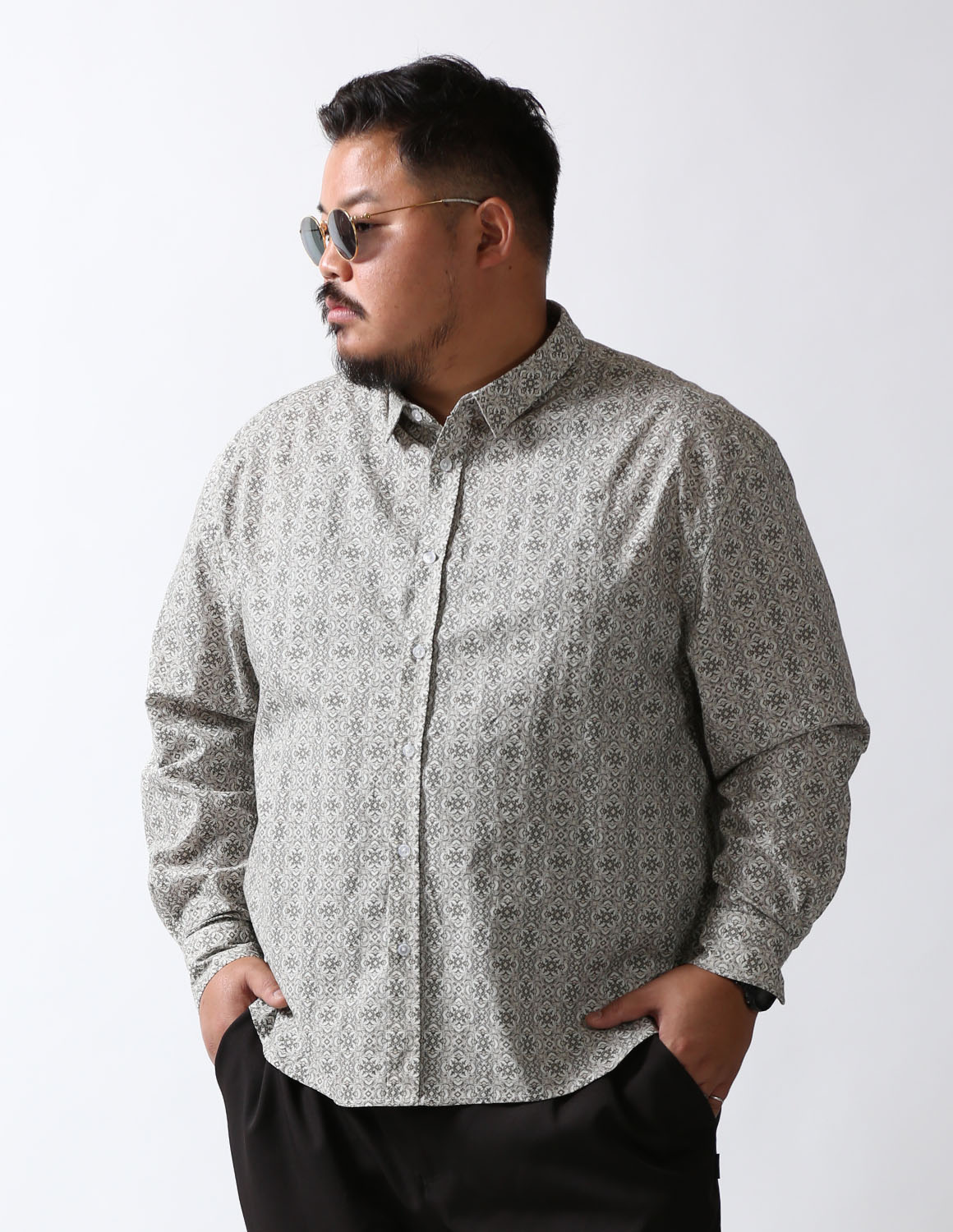 大きいサイズ OUTLET 大きいサイズ 白鯨 Retrogram シャツ メンズ 幾何学模様 カジュアル 2L 3L 4L 5L QZILLA |  | 01