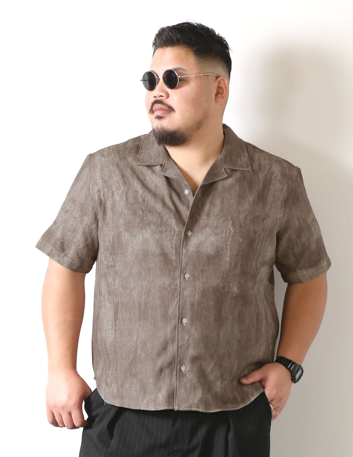 大きいサイズ 半袖シャツ カジュアル QZILLA 白鯨 スモーキー オープンカラー ストレッチ 日本人男性(平均171cm)のための 感激丈 予約販売4月中旬発送予定 |  | 16