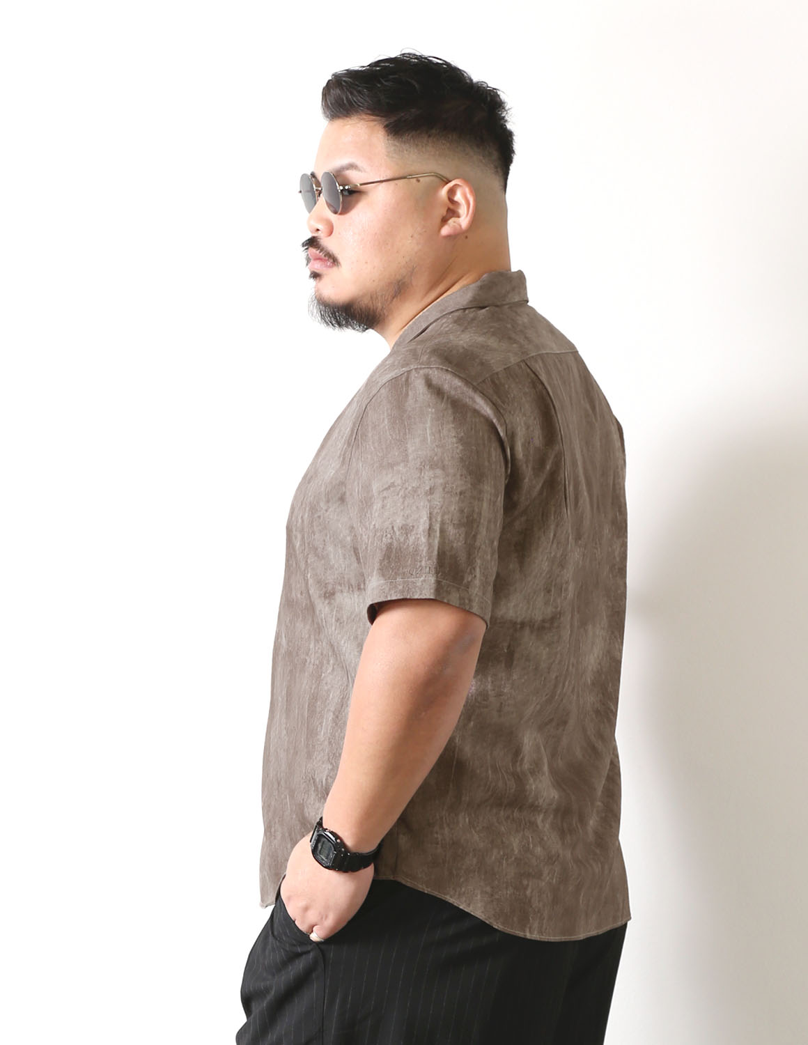 大きいサイズ 半袖シャツ カジュアル QZILLA 白鯨 スモーキー オープンカラー ストレッチ 日本人男性(平均171cm)のための 感激丈 予約販売4月中旬発送予定 |  | 17