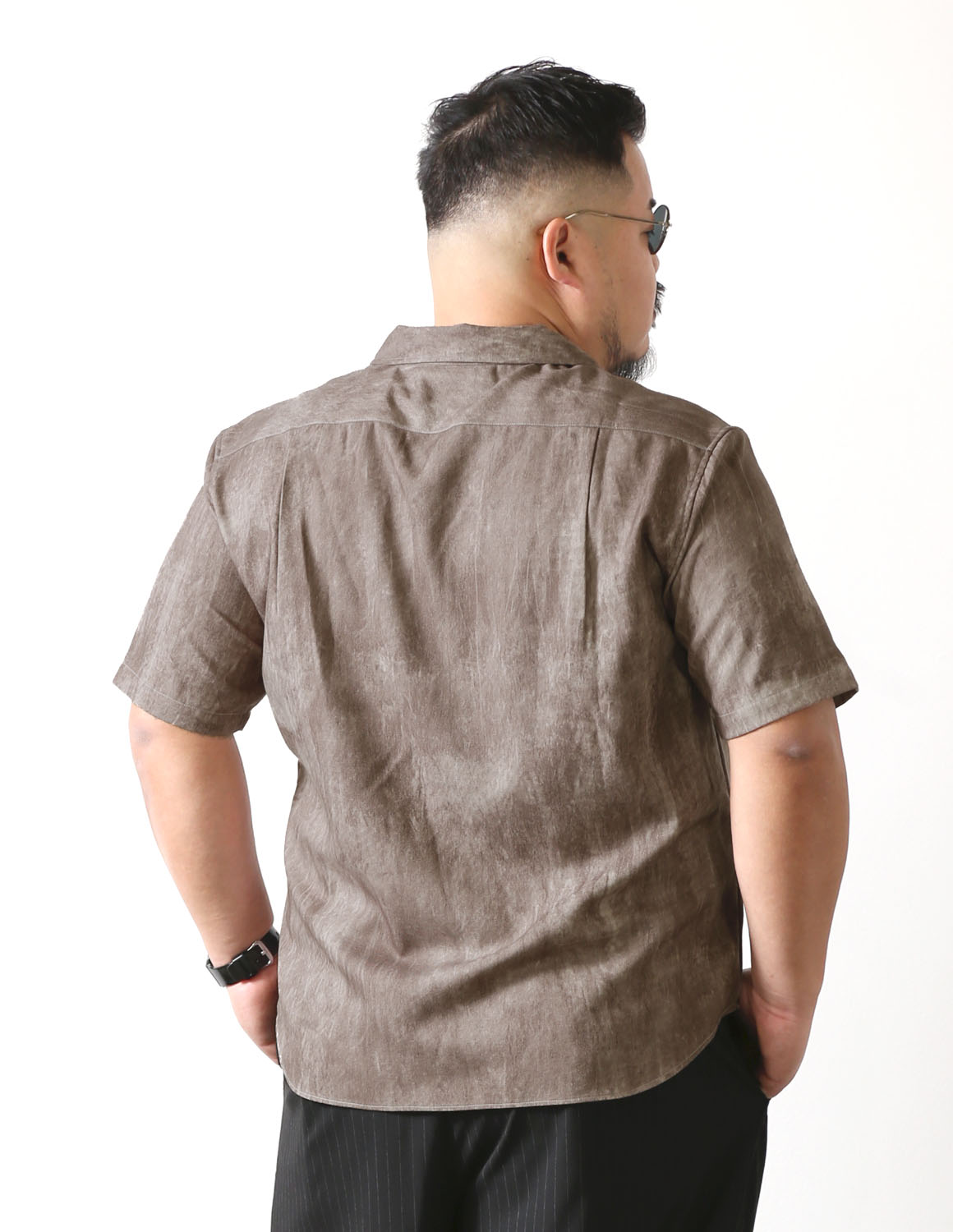 大きいサイズ 半袖シャツ カジュアル QZILLA 白鯨 スモーキー オープンカラー ストレッチ 日本人男性(平均171cm)のための 感激丈 予約販売4月中旬発送予定 |  | 18