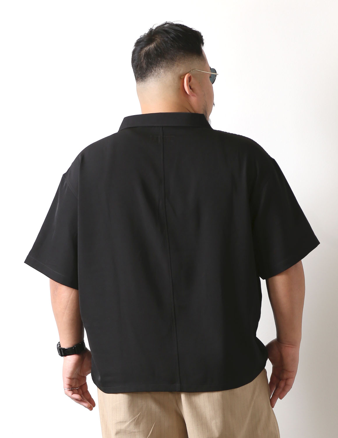 大きいサイズ 半袖シャツ カジュアルシャツ メンズ QZILLA ワイドシャツ Wing オープンカラー ストレッチ 2L 3L 4L 5L 緑 黒 春 夏 秋 予約販売4月中旬発送予定 |  | 17