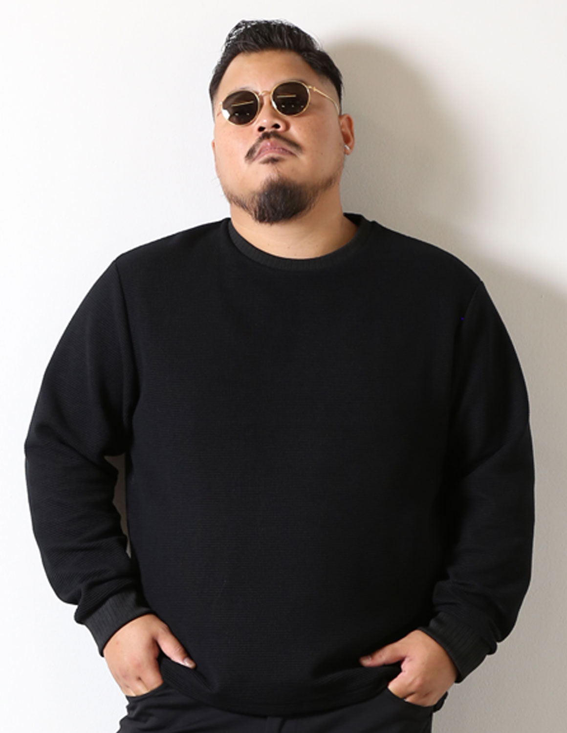 大きいサイズ 長袖 メンズ 魅了カットソー QZILLA Mellow WAFFLE ワッフル生地 襟・袖口リブ 美シルエット ハリ感 ブランドタグ 予約販売11月上旬発送予定 |  | 02