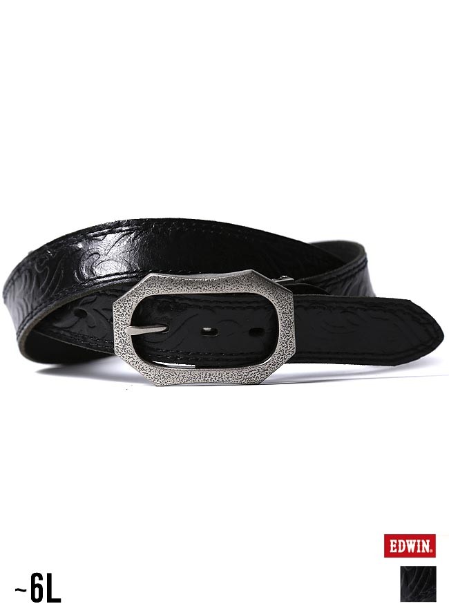 [EDWIN(エドウィン)]大きいサイズ ベルト メンズ 1つ穴 レザー 本革 ボタニカル 花柄 エンボス カジュアル | EDWIN | 01