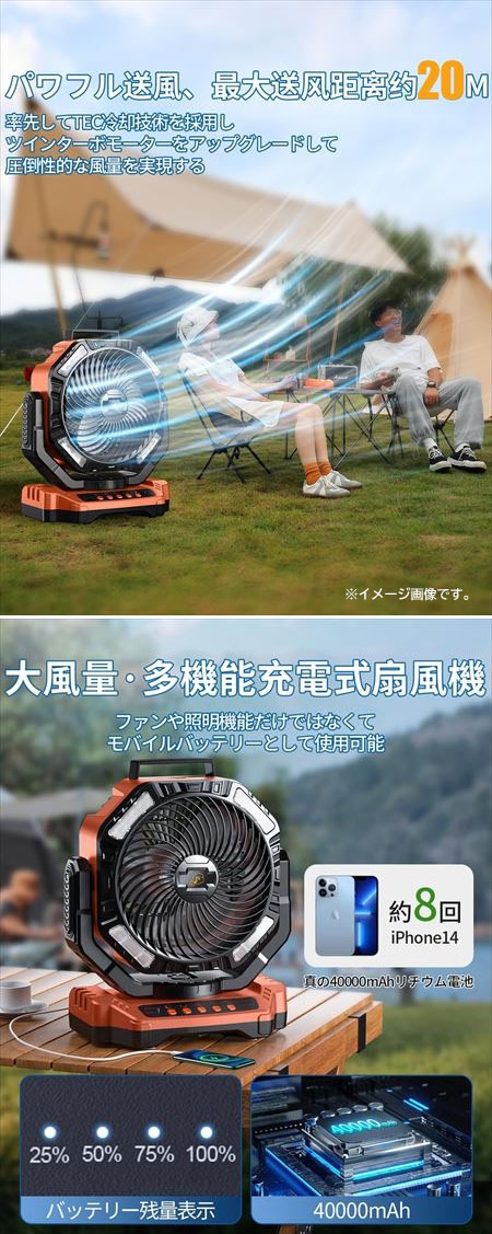 C5337YO ◆0410_2凹【アウトレット品】充電式 扇風機 卓上 DCモーター Rukumy D13-C アウトドア キャンプ 冷風扇未使用 空調