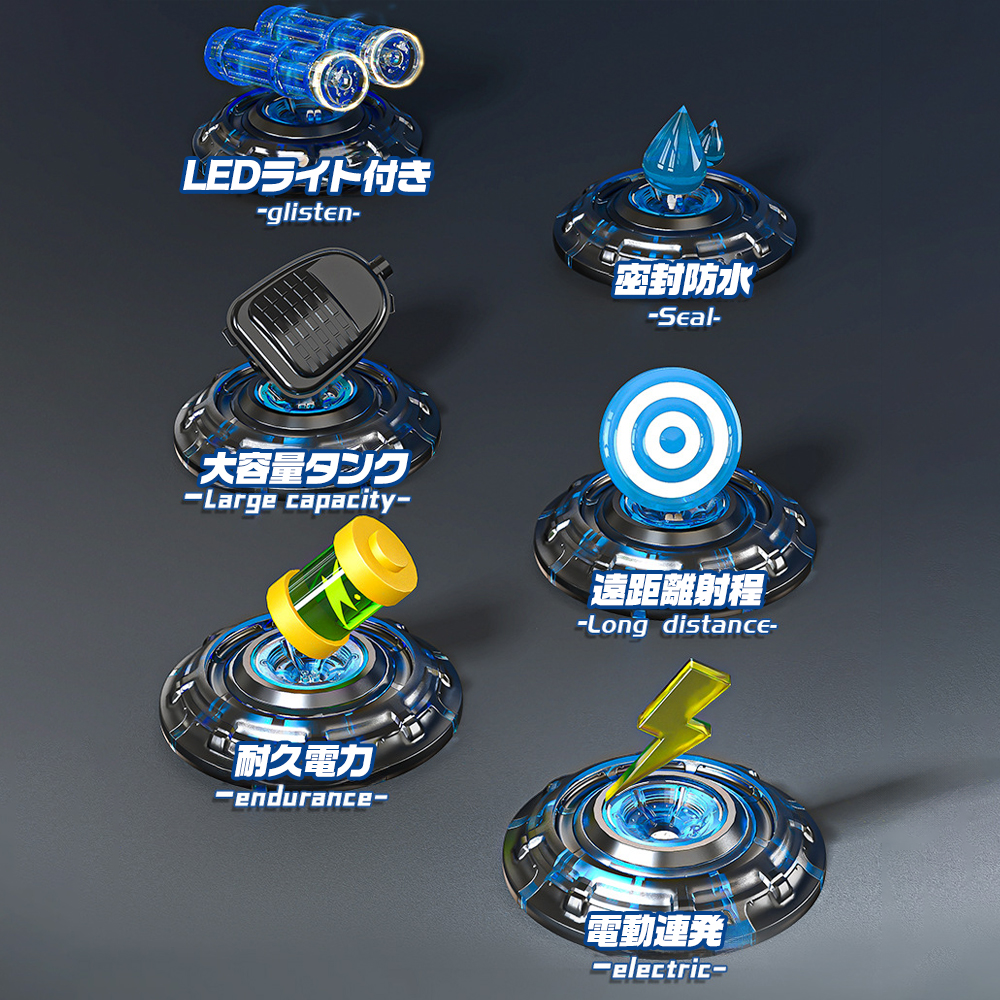 071708 新品【LEDガトリングウォーターガン】 WJ031 電動ウォーターガン ガトリングスタイル 水鉄砲 電動 LEDライト