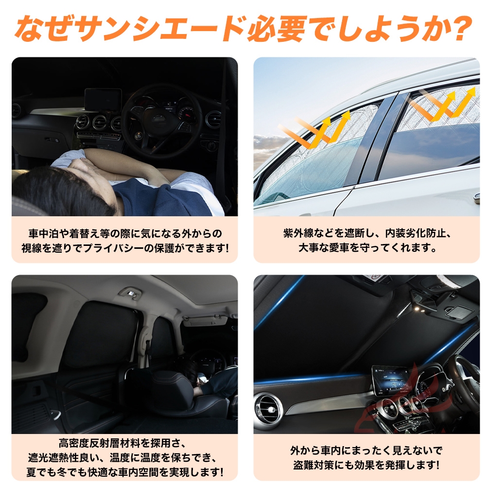 SN117 フォレスター(スバル)SL系 サンシェード 車 サンシェード 断熱 遮光シェード 車窓日よけ 車中泊グッズ 吸盤不要 取付簡単 フルセット 関連画像2