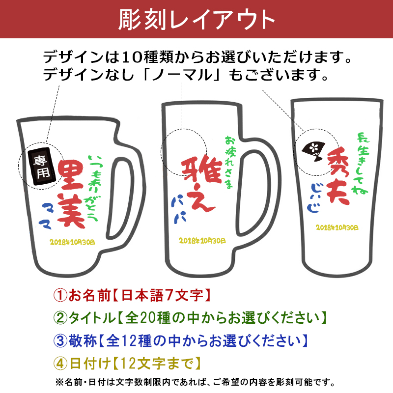 グラス 名入れ タンブラー ジョッキ ビールジョッキ 手書きデザイン 大