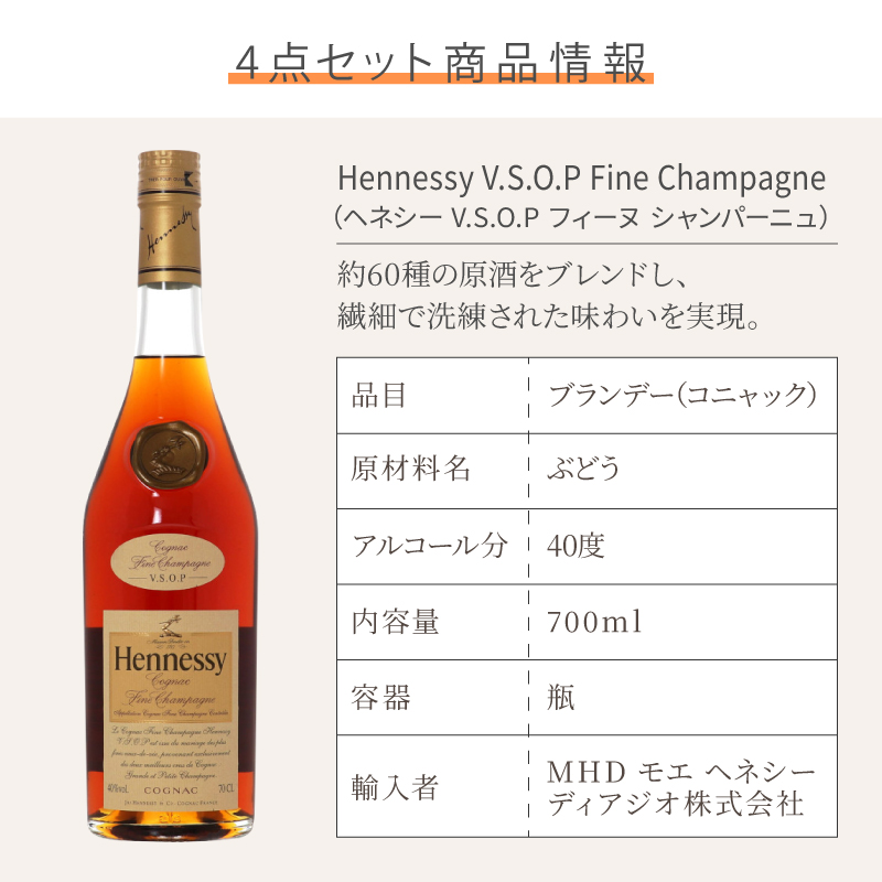 Hennessy VSOP Fine Champagne 700ml（箱付き） Hennessy（ヘネシー） ヘネシーVSOP フィーヌ・シャンパ―ニュ 名入れ