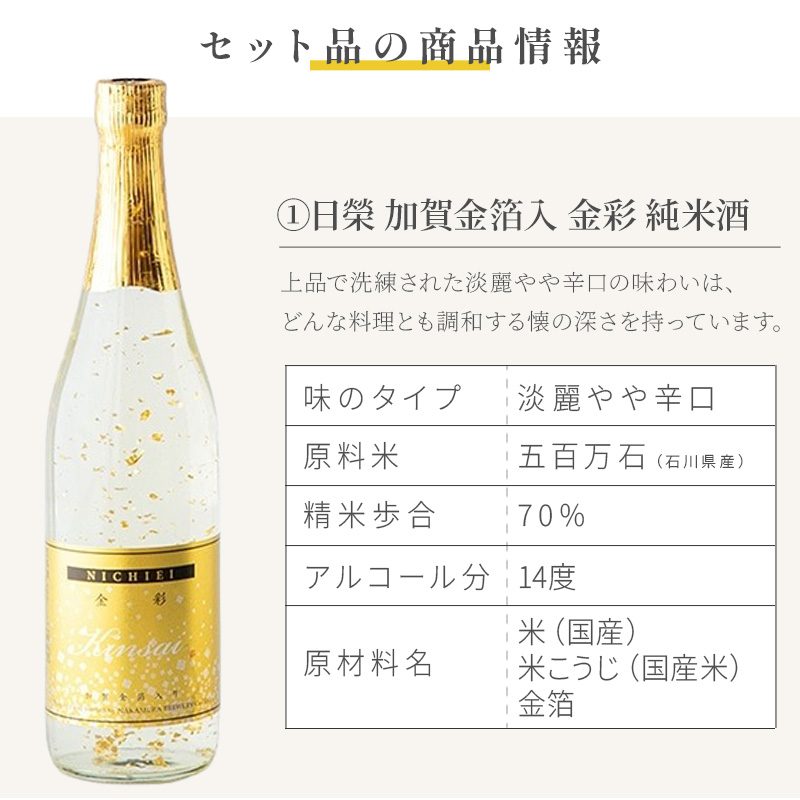 日榮 純米酒 金彩 金箔入り 720ml ロックグラス セット お酒 日本酒