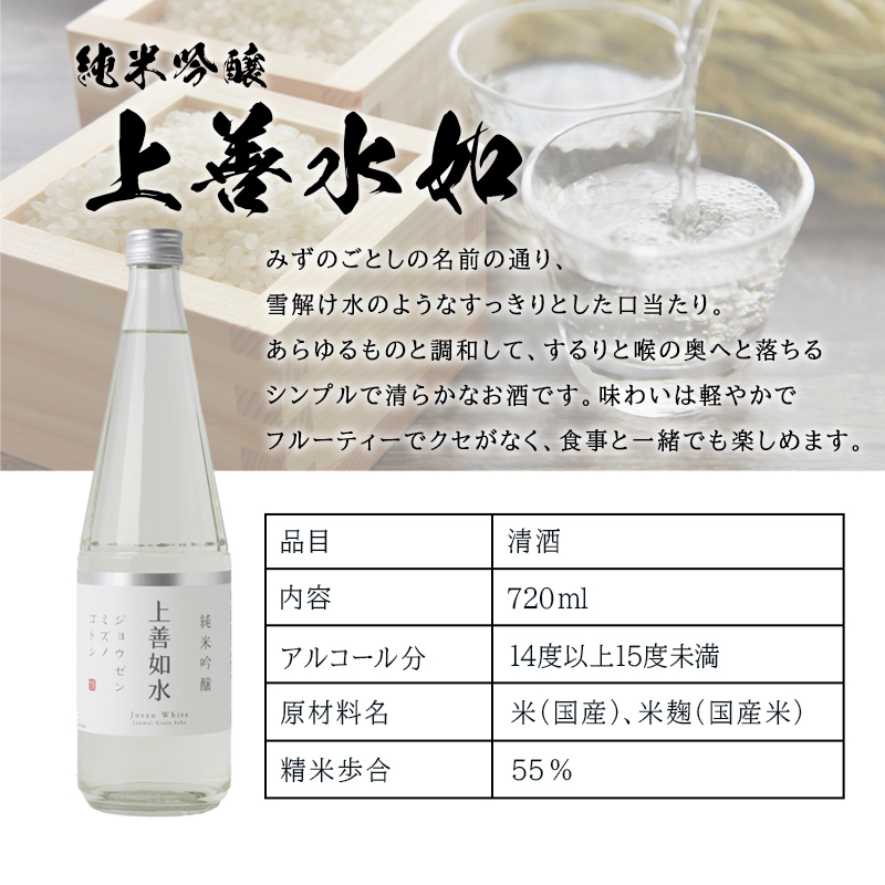 上善如水 日本酒 720ml ロックグラスセット 名入れ ギフト お酒 清酒 