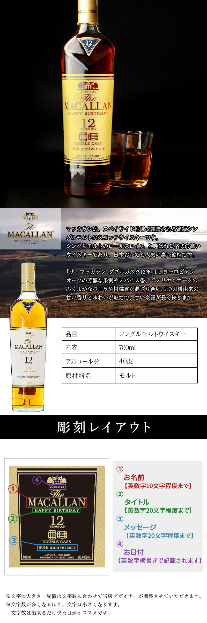 ザ・マッカラン マッカラン12年 ダブルカスク 名入れ お酒 ウイスキー