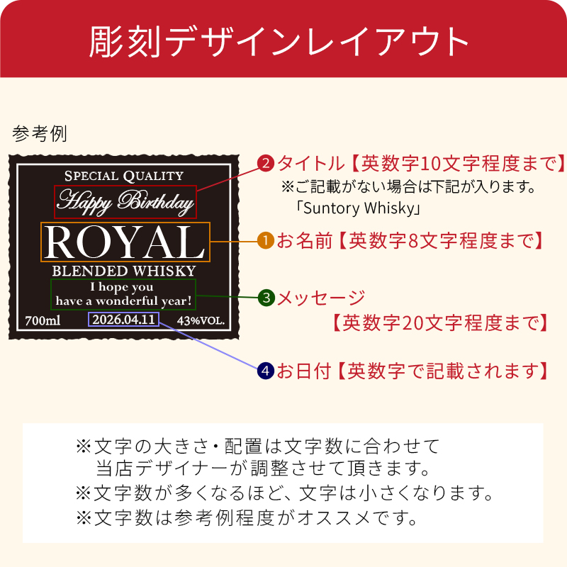 サントリーウイスキー ローヤル 700ml 名入れ 即日出荷 サントリー
