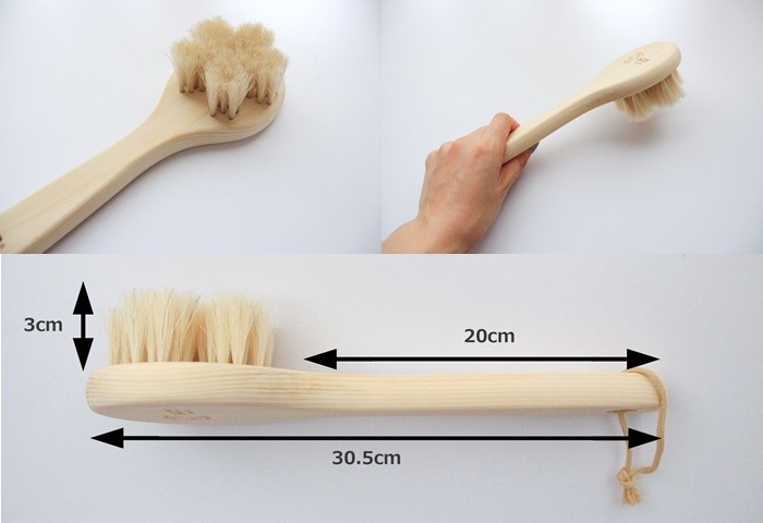 白馬毛のボディブラシ「さくら」ロング＆洗顔ブラシセット (アート