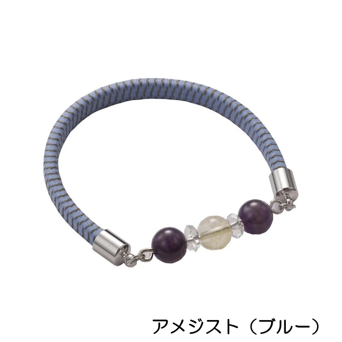 静電気除去 パワーストーン ブレスレット ( 虎目石 タイガーアイ 紫