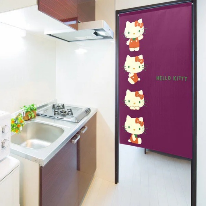 ハローキティ のれん レトロカラー 85×150cm HELLO KITTY レース