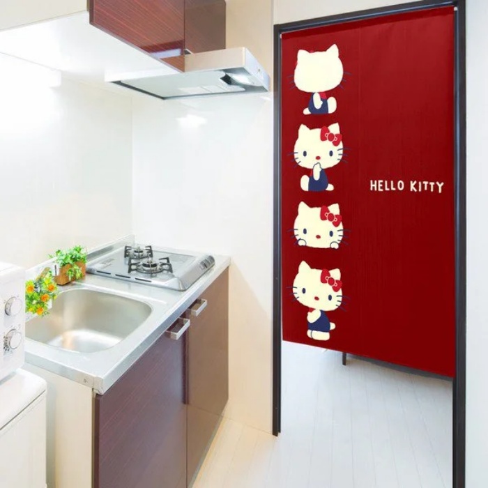 ハローキティ のれん レトロカラー 85×150cm HELLO KITTY レースのれん