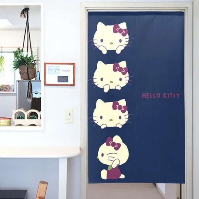 ハローキティ のれん レトロカラー 85×150cm HELLO KITTY レース