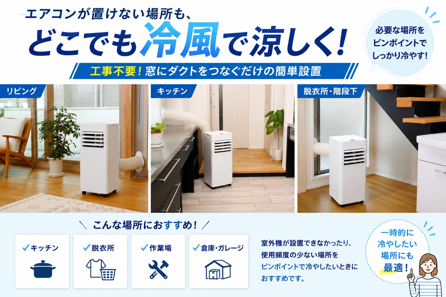 スポットエアコン MA-878 ca01644 工事不要 7〜10畳対応 冷房能力2.3kW