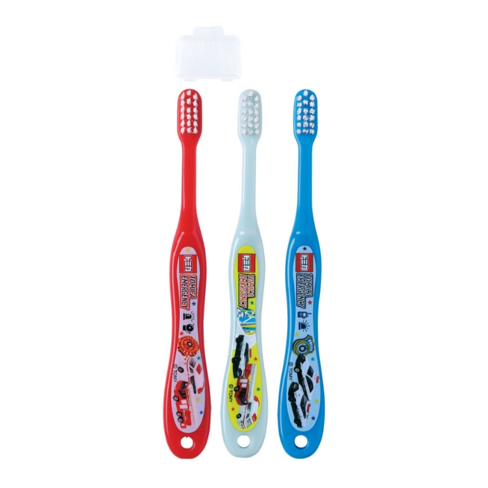 トミカ TOMICA 園児用 歯ブラシ やわらかめ 3本入 キャップ1個付 (3〜5