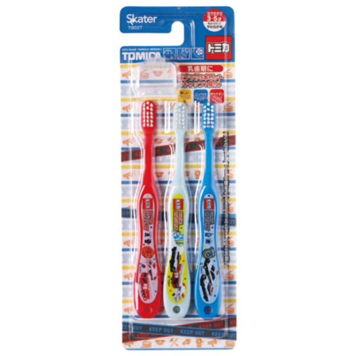 トミカ TOMICA 園児用 歯ブラシ やわらかめ 3本入 キャップ1個付 (3〜5