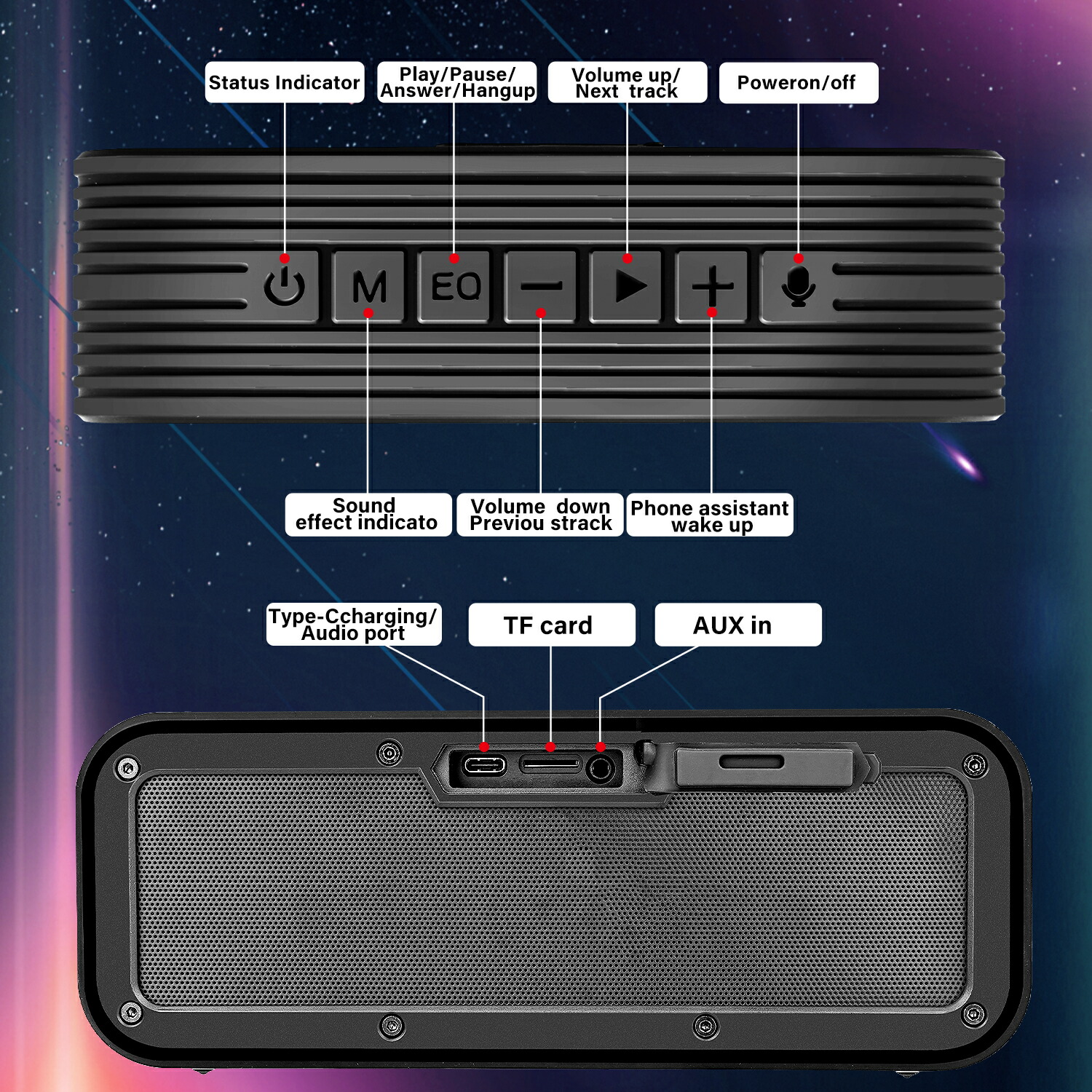 上等な QMB Bluetooth スピーカー 防水 ポータブルスピーカー Wireless 風呂 50W 大音量 重低音  tezelizolasyon.com