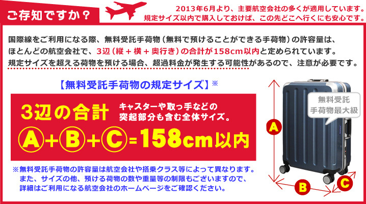 スーツケース 158cm以内 航空会社 人気