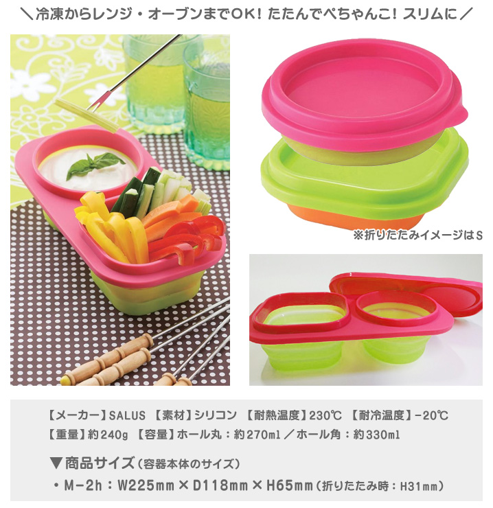 SALUS シリコン容器 マルチコンティ M-2h ×2個 折りたたみ可 保存容器
