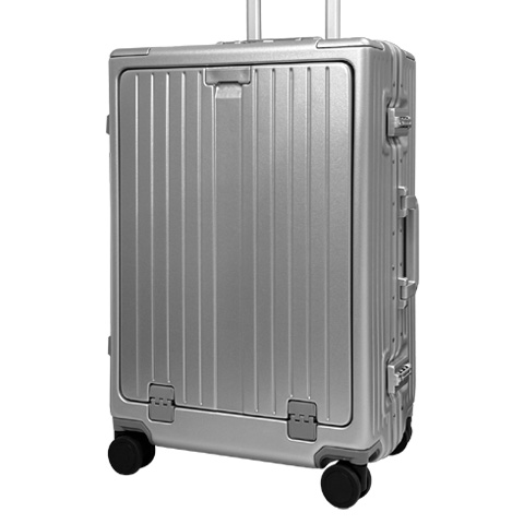 アウトレット スーツケース フロントオープン Mサイズ アルミフレーム キャリーケース キャリーバッグ USBポート付き 計8輪 ダイヤルロック  Z-SB62-M