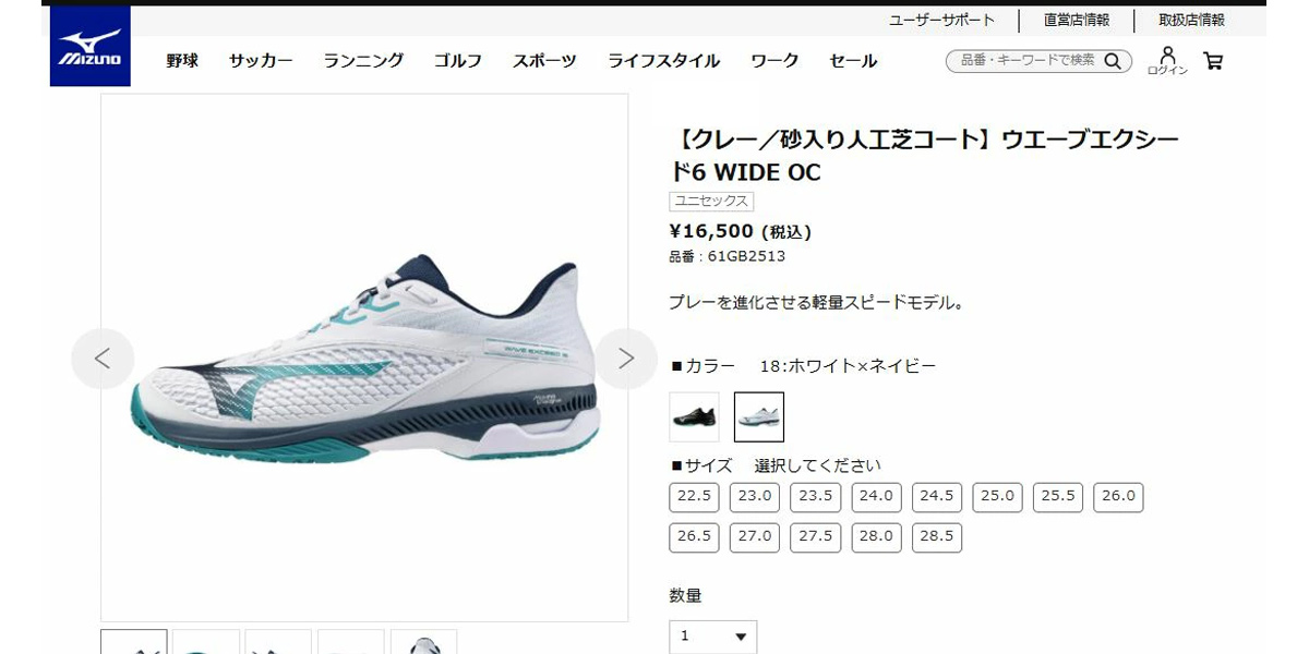 ミズノ　２５センチ MIZUNO（ミズノ） ソフトテニスシューズ ウエーブエクシード6 WIDE OC